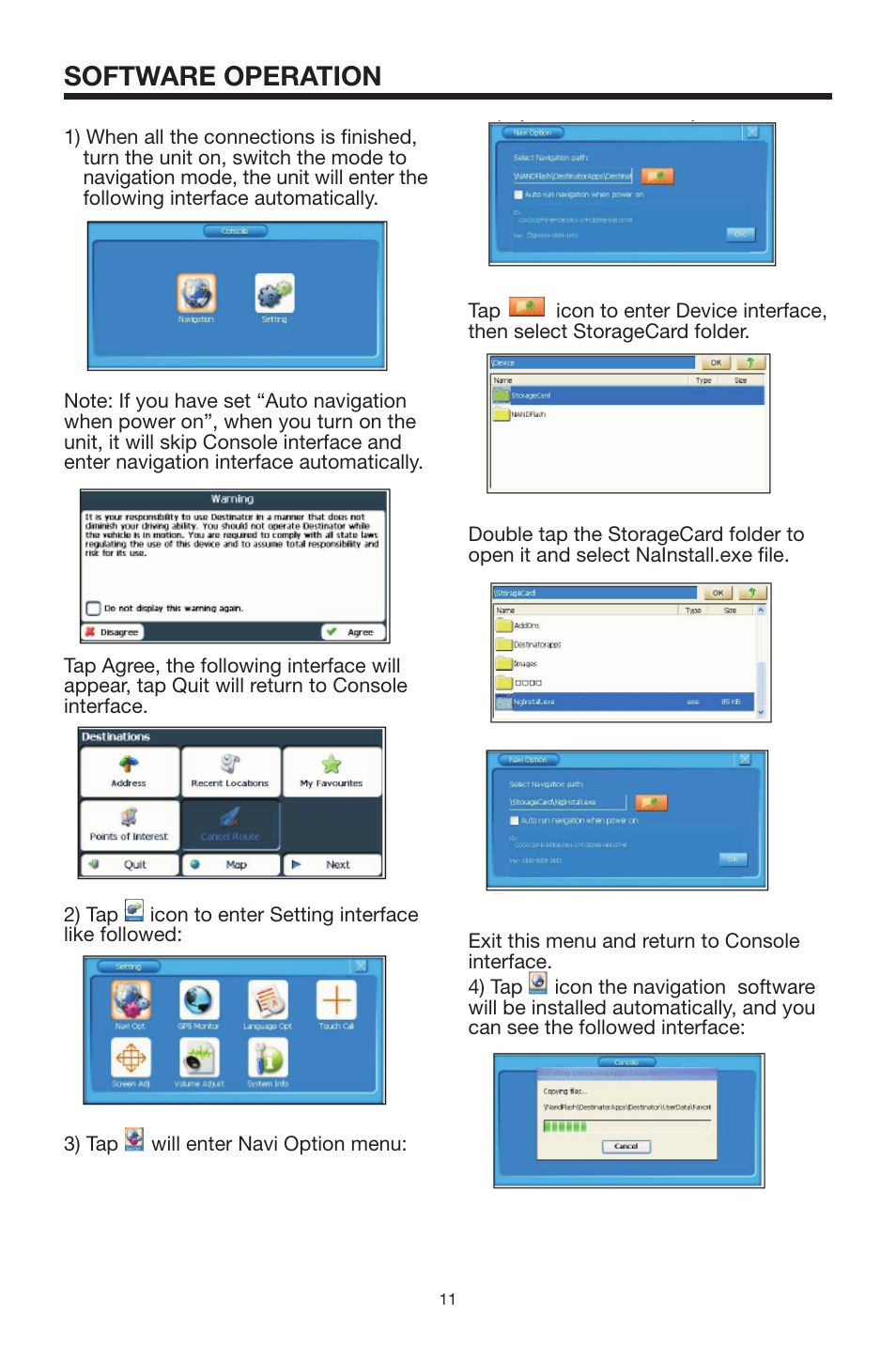 Software operation | Lanzar Car Audio SNV90 User Manual | Page 11 / 13