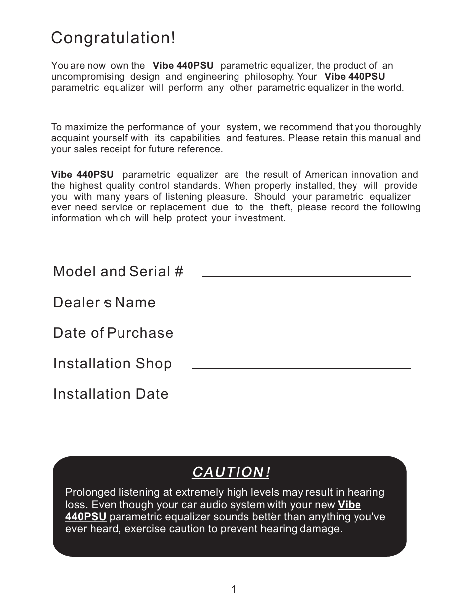 Caution | Lanzar Car Audio 440PSU User Manual | Page 2 / 8