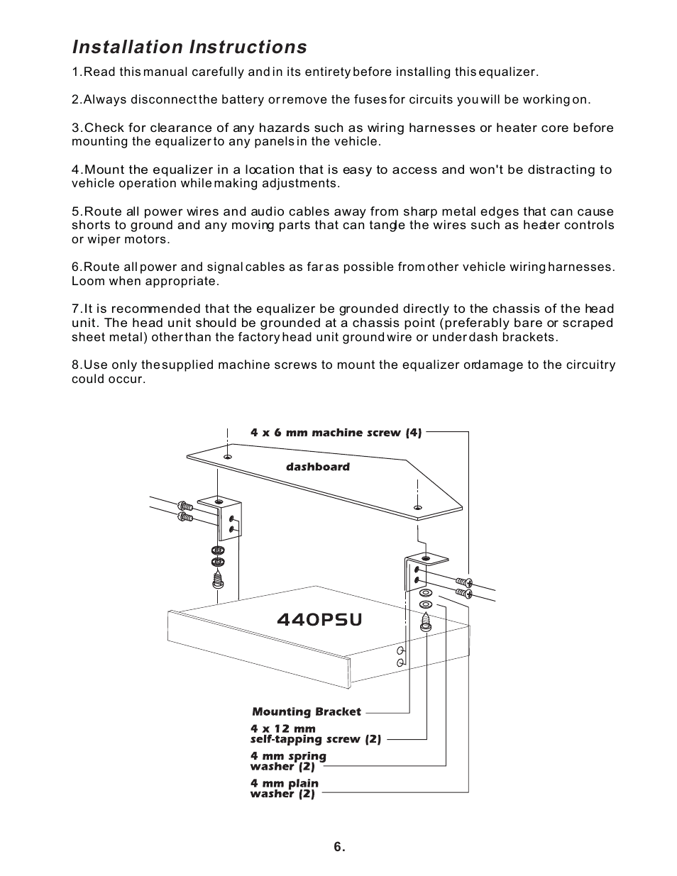 Installation instructions | Lanzar Car Audio 440PSU User Manual | Page 7 / 8