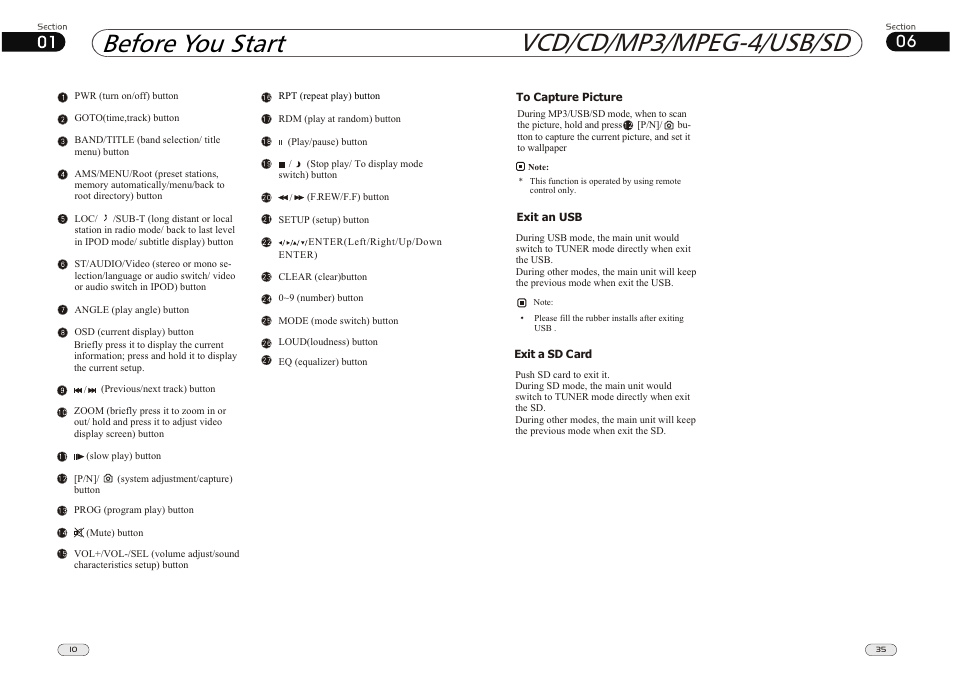 Vcd/cd/mp3/mpeg-4/usb/sd before you start | Lanzar Car Audio SD34MIP User Manual | Page 10 / 22