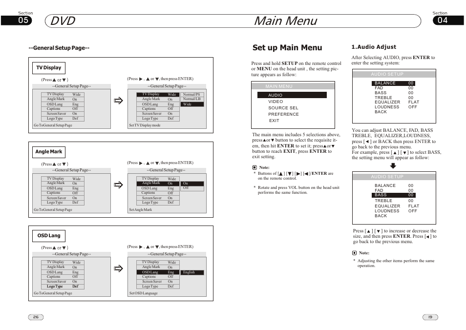 Main menu, Set up main menu | Lanzar Car Audio SD34MIP User Manual | Page 19 / 22