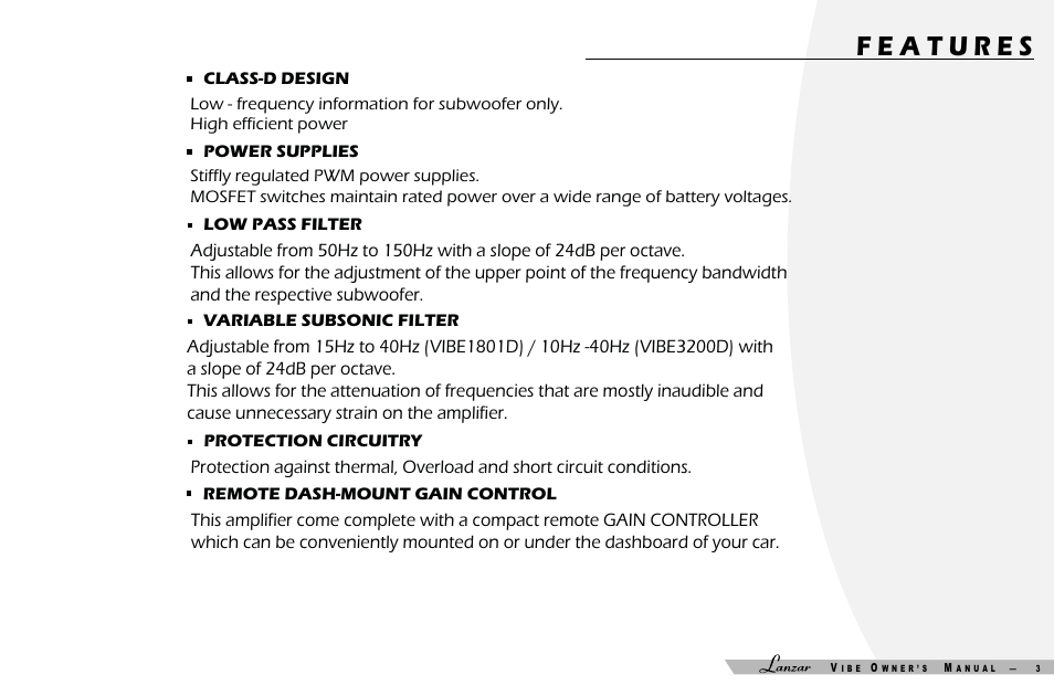 Lanzar Car Audio VIBE 3200D User Manual | Page 4 / 15