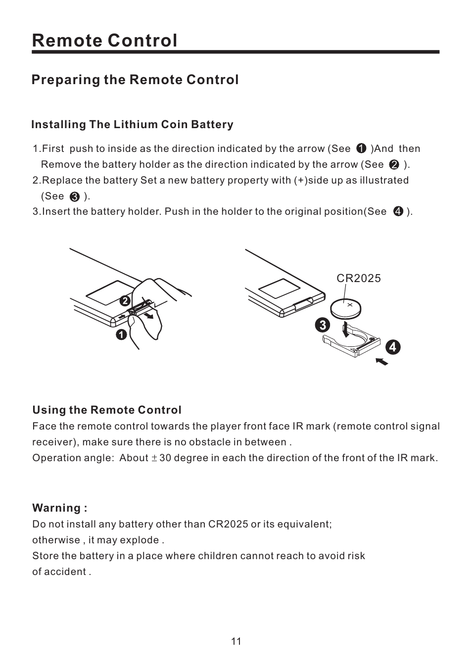 Remote control, Preparing the remote control | Lanzar Car Audio SD43MU User Manual | Page 12 / 35