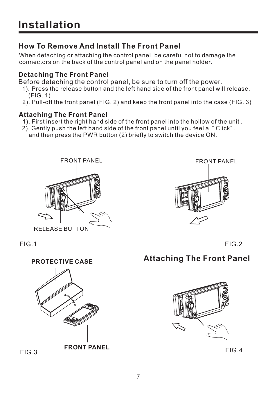 Installation, Attaching the front panel | Lanzar Car Audio SD43MU User Manual | Page 8 / 35