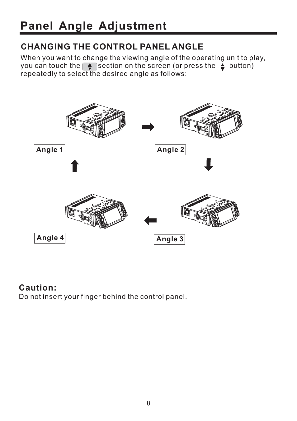 Panel angle adjustment | Lanzar Car Audio SD43MU User Manual | Page 9 / 35
