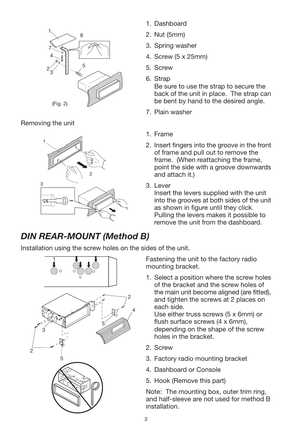 Din rear-mount (method b) | Lanzar Car Audio Lanzar Vibe VBD300 User Manual | Page 3 / 12