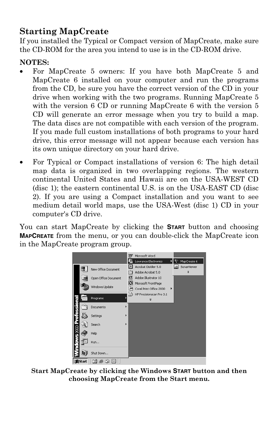 Starting mapcreate | LEI Electronics MAPCREATE 6 User Manual | Page 27 / 80