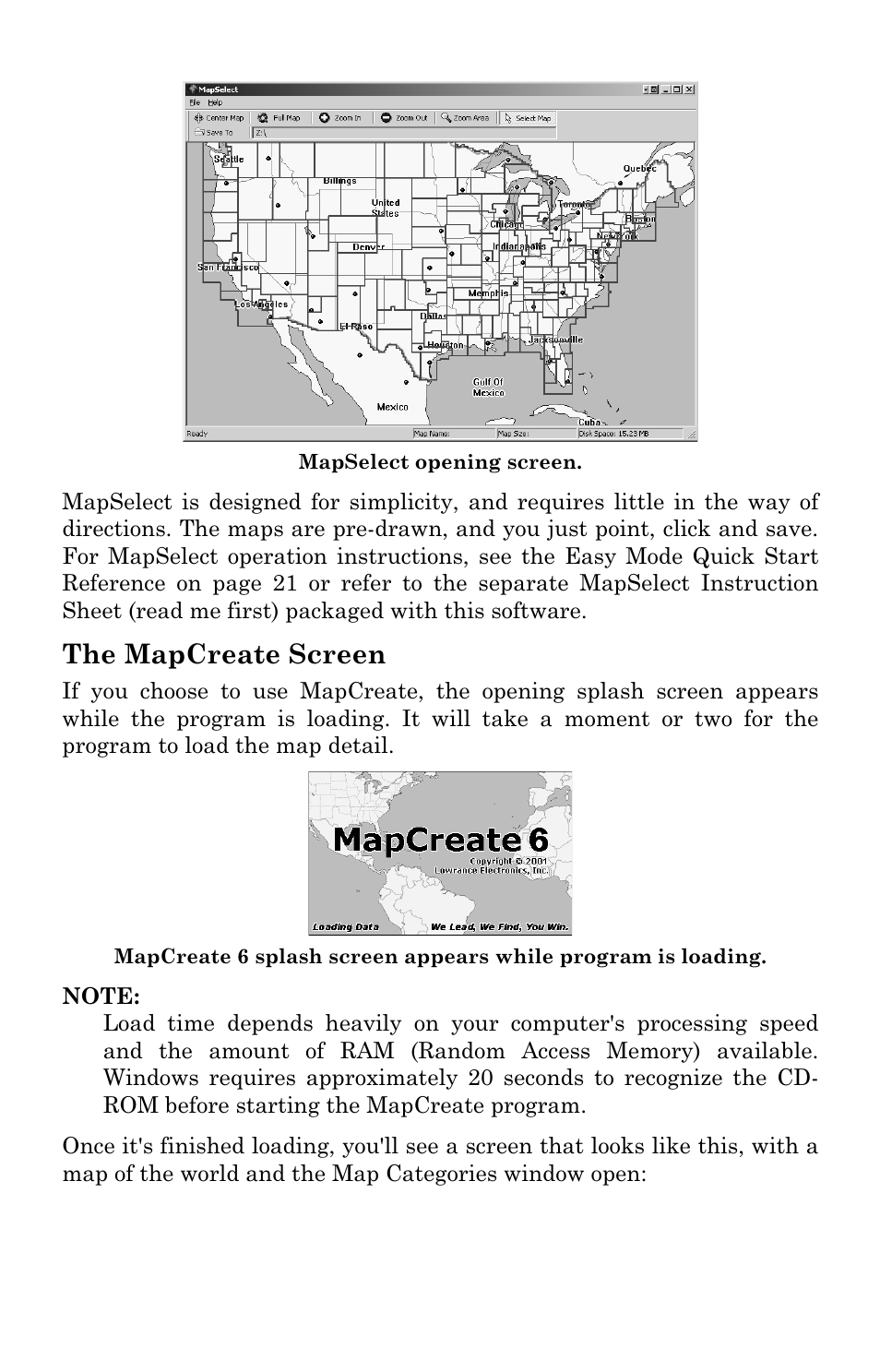 The mapcreate screen | LEI Electronics MAPCREATE 6 User Manual | Page 29 / 80