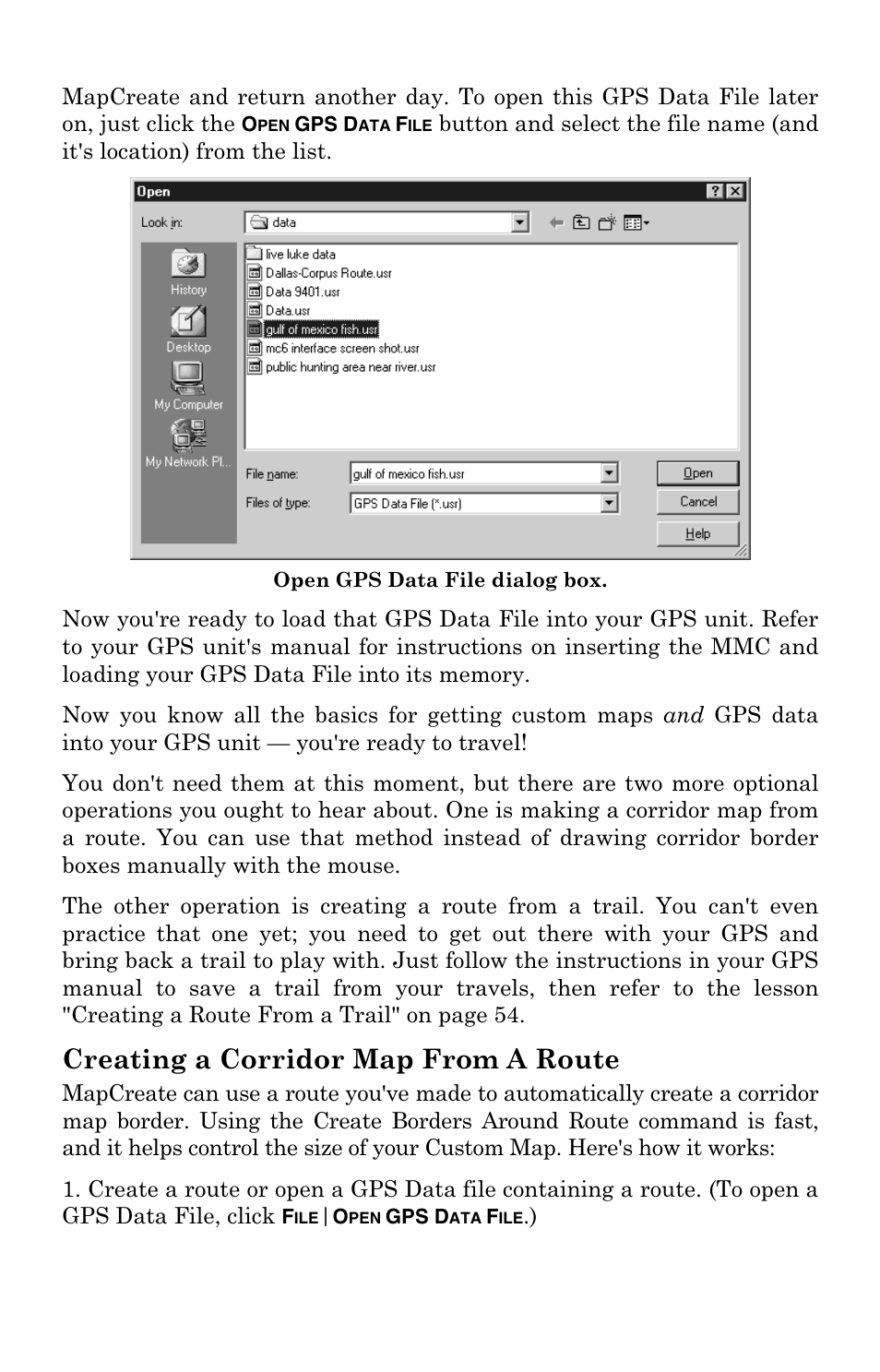 Creating a corridor map from a route | LEI Electronics MAPCREATE 6 User Manual | Page 55 / 80