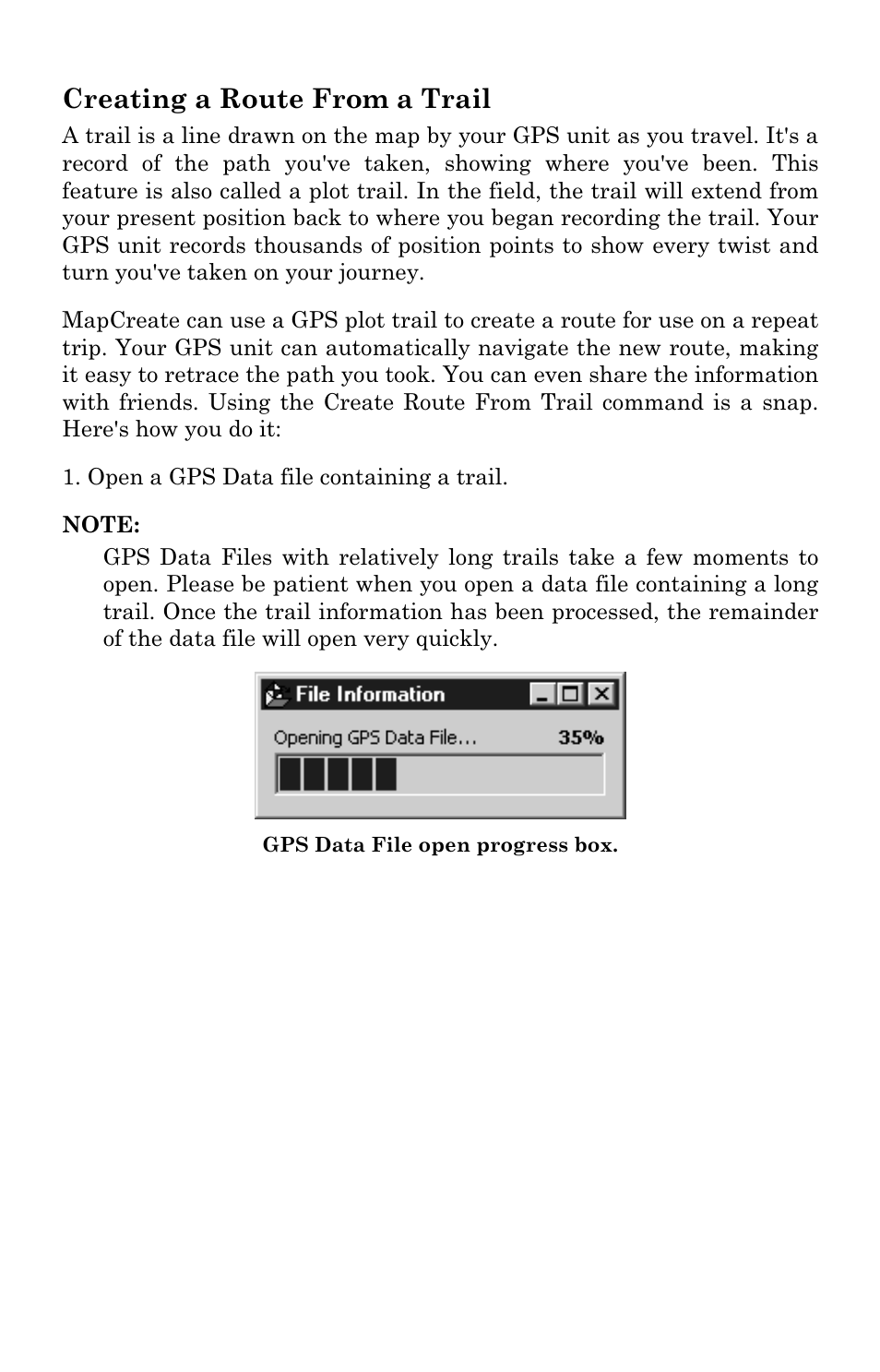 Creating a route from a trail | LEI Electronics MAPCREATE 6 User Manual | Page 58 / 80