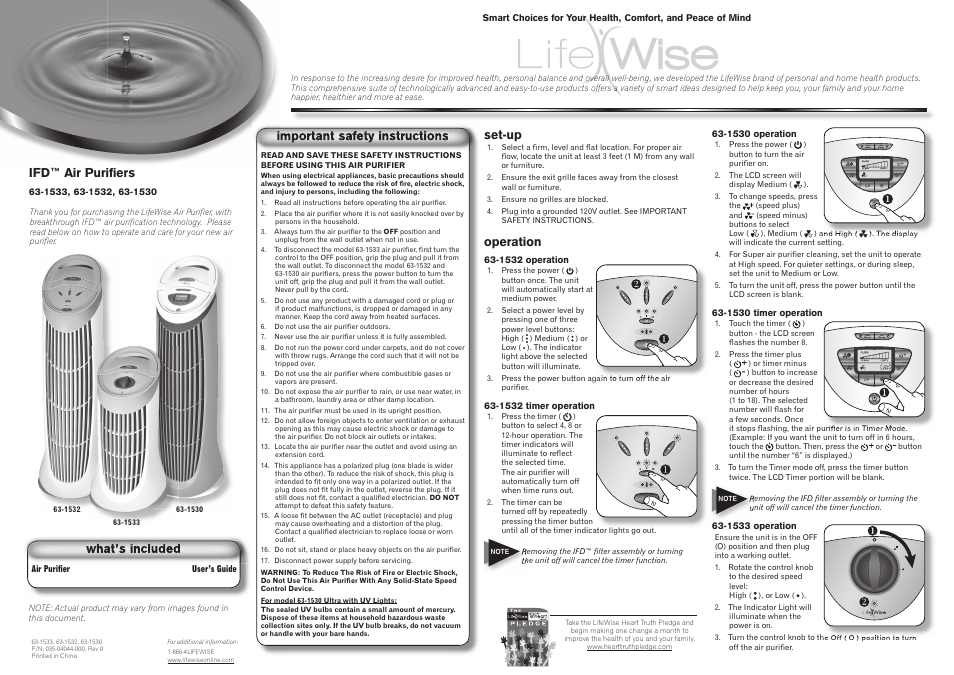 LifeWise 63-1530 User Manual | 2 pages