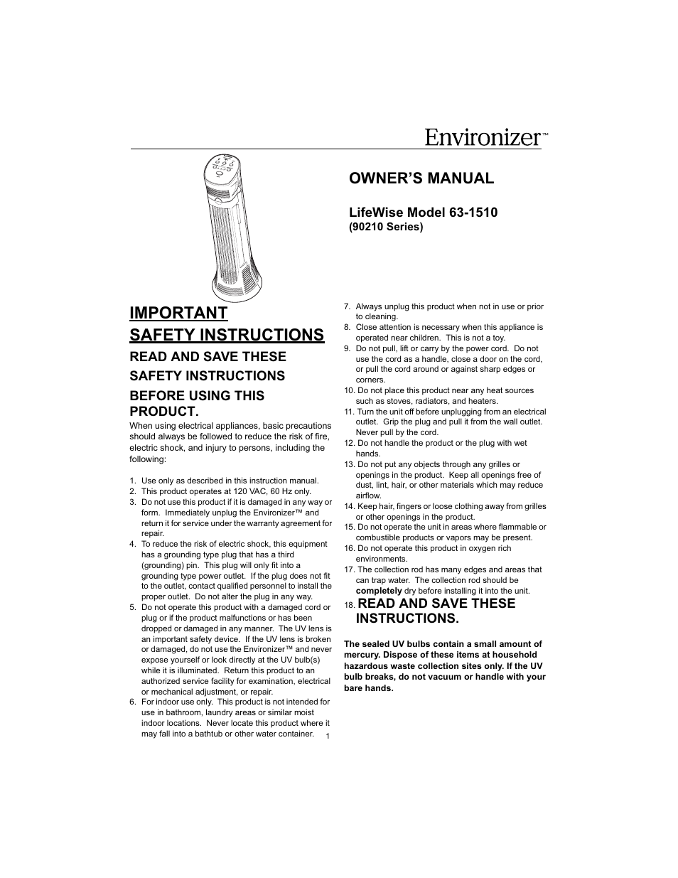 LifeWise 63-1510 User Manual | 6 pages