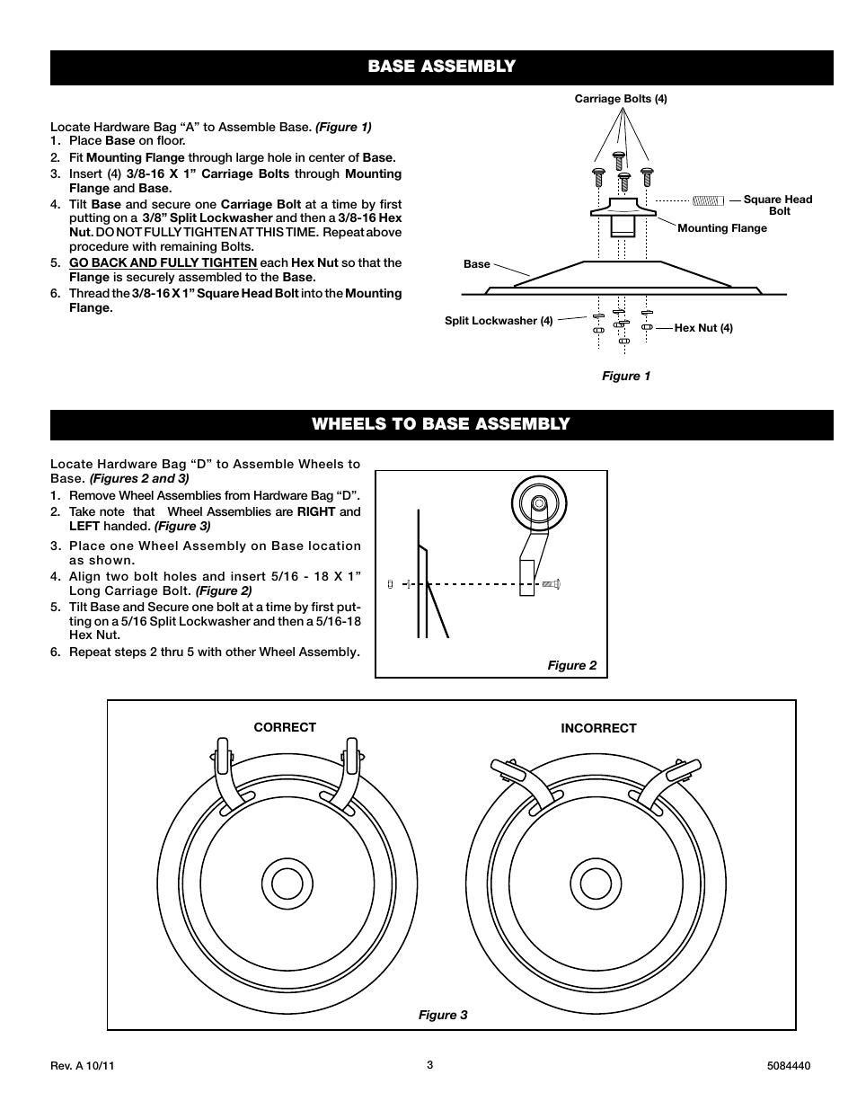 Wheels to base assembly base assembly | Lasko PEDESTAL X30400 User Manual | Page 3 / 12