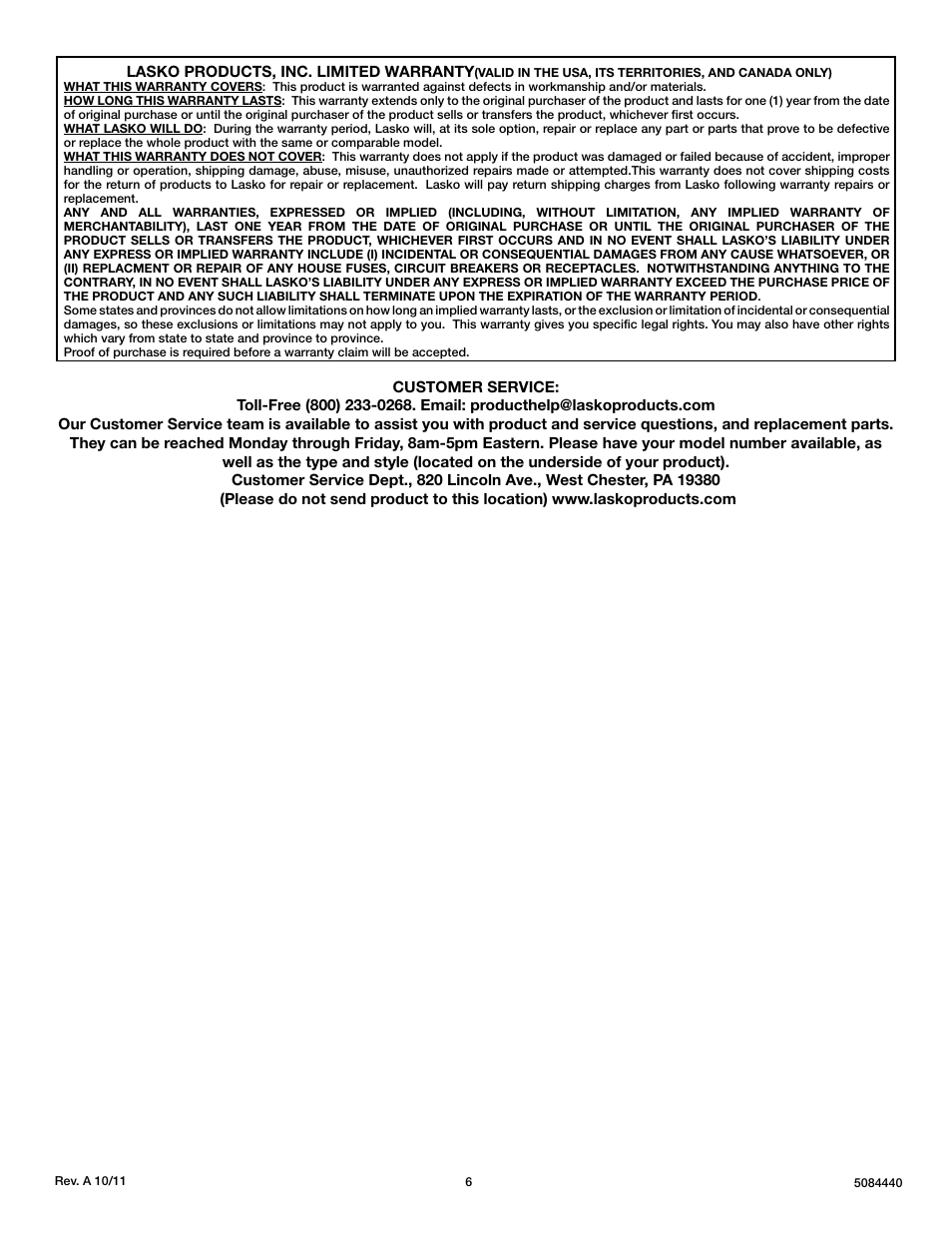 Lasko PEDESTAL X30400 User Manual | Page 6 / 12