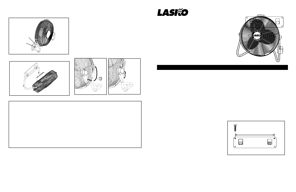 Un sistema de montaje rápido, Modelo 2418qm, Hanging fan on wall bracket | Operación, Mantenimiento, Control box assembly, Limited warranty for parts, Instrucciones generales de seguridad | Lasko 2418QM User Manual | Page 2 / 2