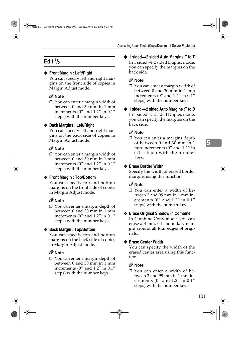 Edit 1/2, Edit | Lanier LD075 User Manual | Page 109 / 138