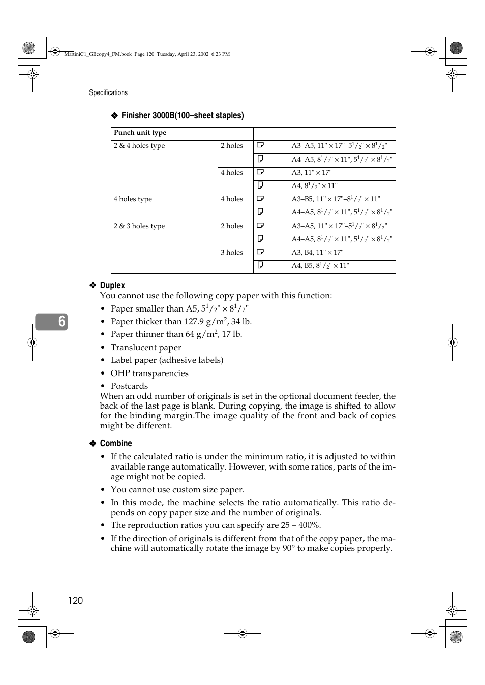 Paper thicker than 127.9 g/m, 34 lb. • paper thinner than 64 g/m | Lanier LD075 User Manual | Page 128 / 138