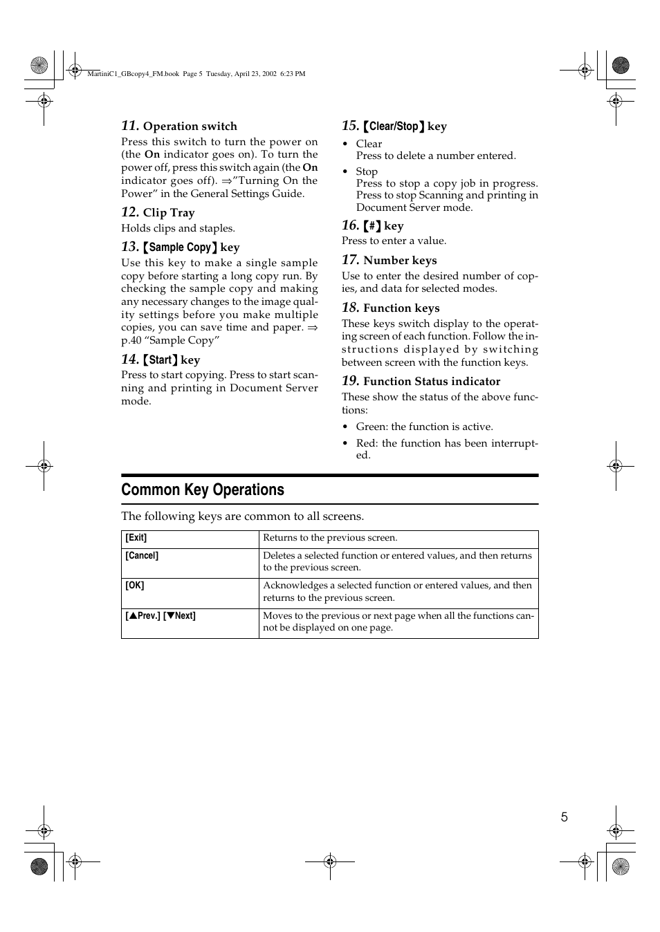 Common key operations | Lanier LD075 User Manual | Page 13 / 138