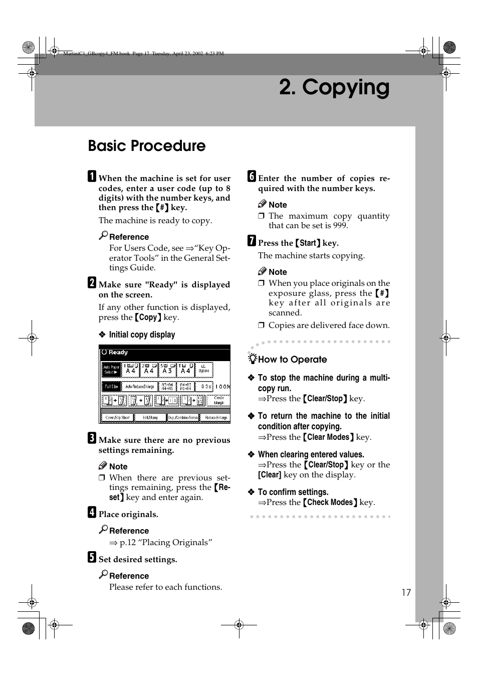 Copying, Basic procedure | Lanier LD075 User Manual | Page 25 / 138