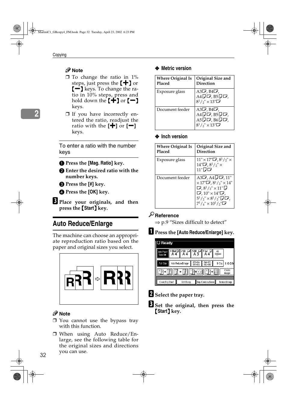 Auto reduce/enlarge | Lanier LD075 User Manual | Page 40 / 138