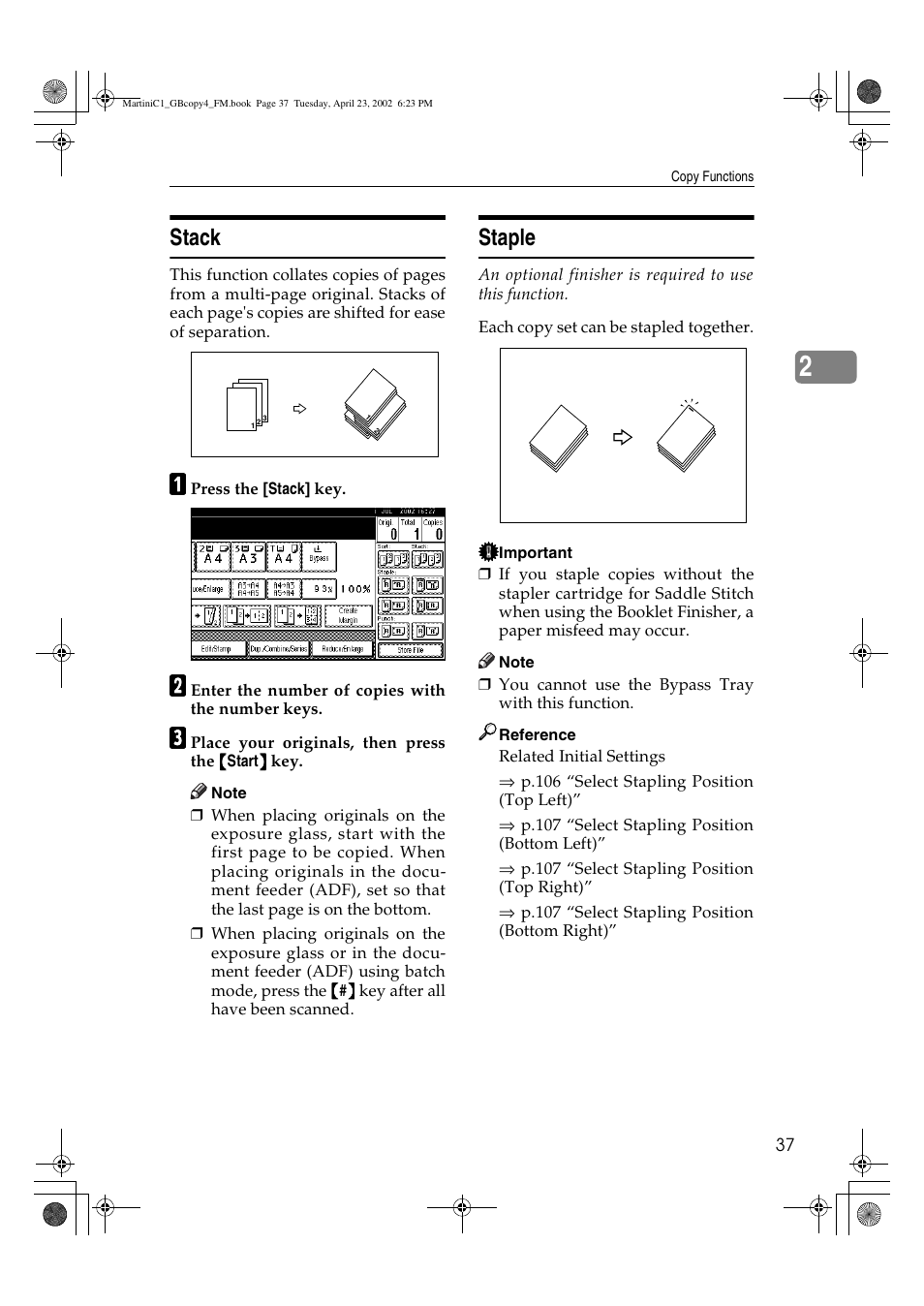 Stack, Staple | Lanier LD075 User Manual | Page 45 / 138