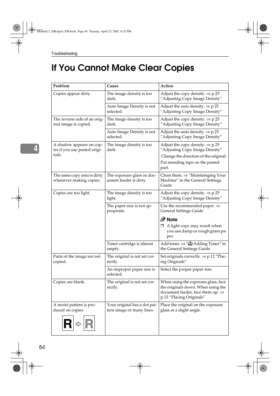 If you cannot make clear copies, 4if you cannot make clear copies | Lanier LD075 User Manual | Page 92 / 138