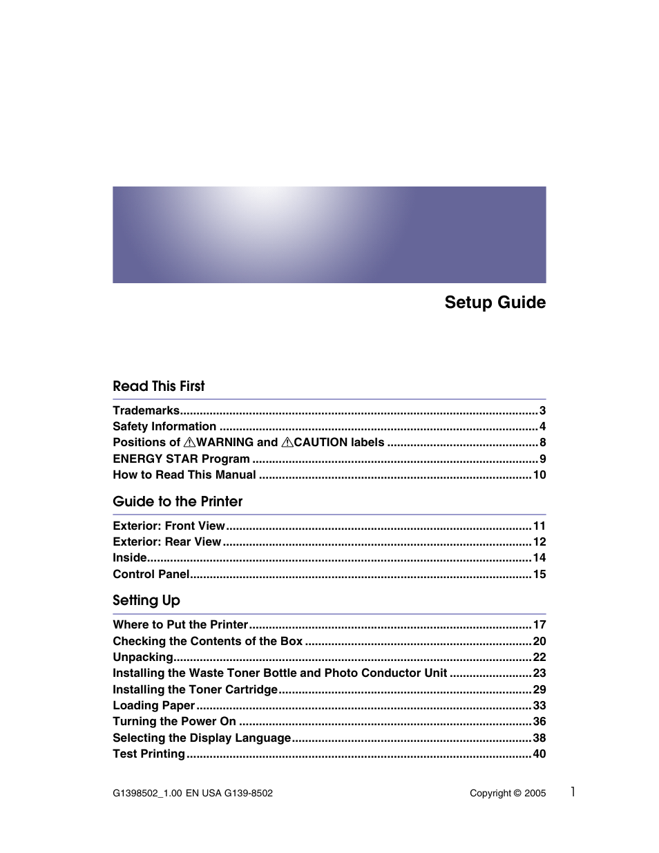 Setup guide | Lanier LP222cn User Manual | Page 13 / 536