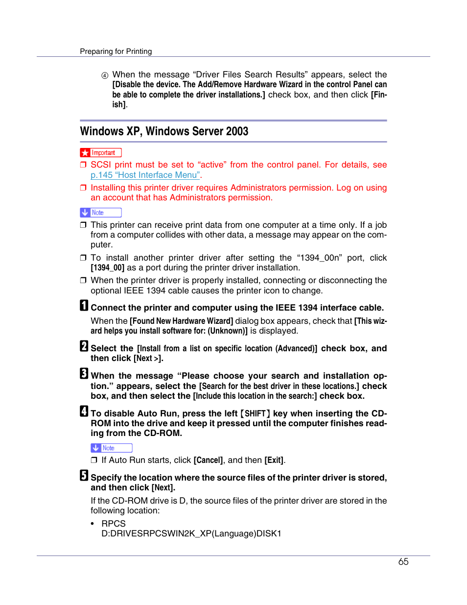 Windows xp, windows server 2003 | Lanier LP222cn User Manual | Page 184 / 536