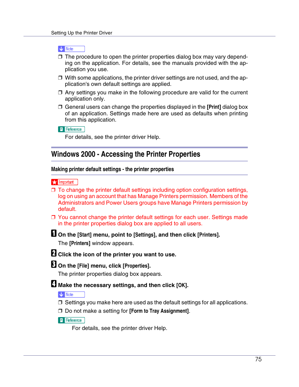 Windows 2000 - accessing the printer properties | Lanier LP222cn User Manual | Page 194 / 536