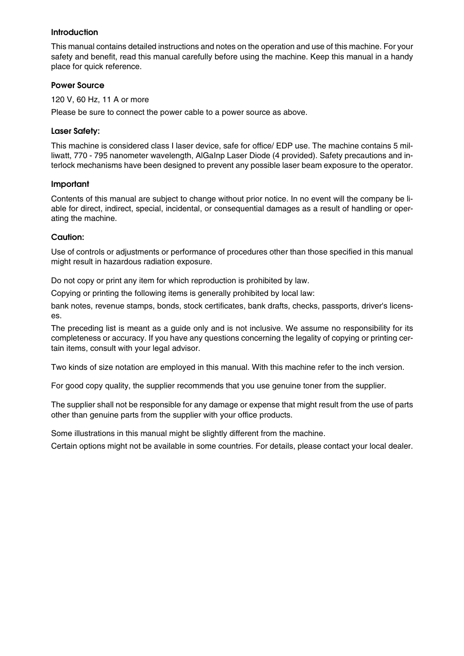 Introduction | Lanier LP222cn User Manual | Page 2 / 536