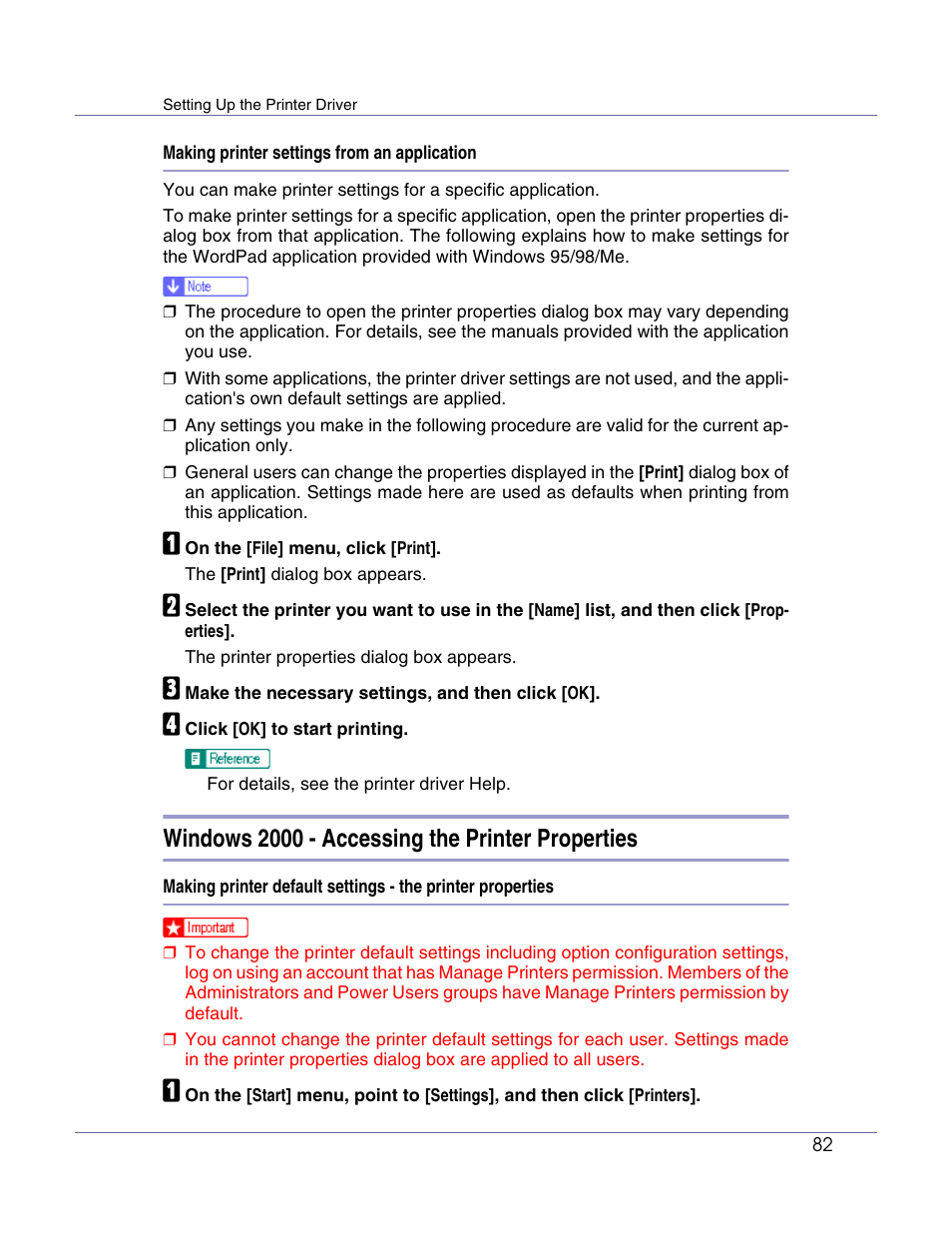 Windows 2000 - accessing the printer properties | Lanier LP222cn User Manual | Page 201 / 536