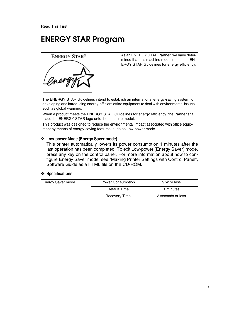 Energy star program | Lanier LP222cn User Manual | Page 21 / 536