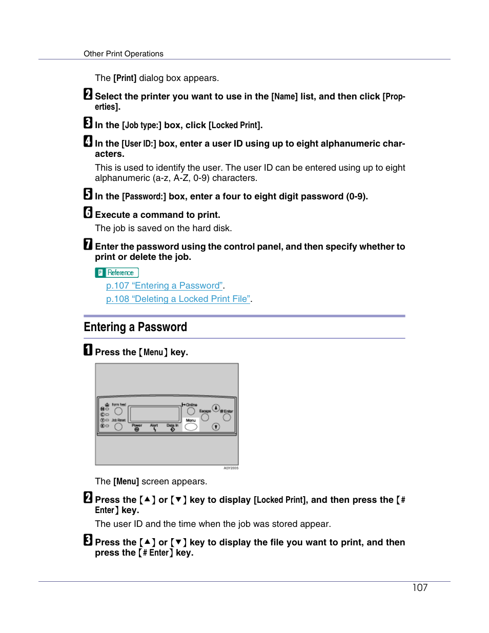 Entering a password | Lanier LP222cn User Manual | Page 226 / 536