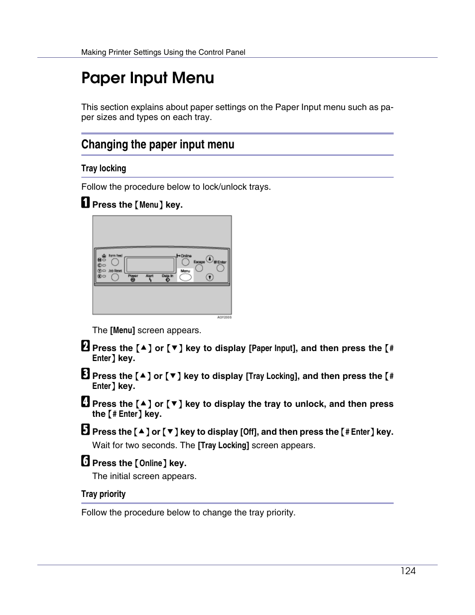 Paper input menu, Changing the paper input menu | Lanier LP222cn User Manual | Page 243 / 536