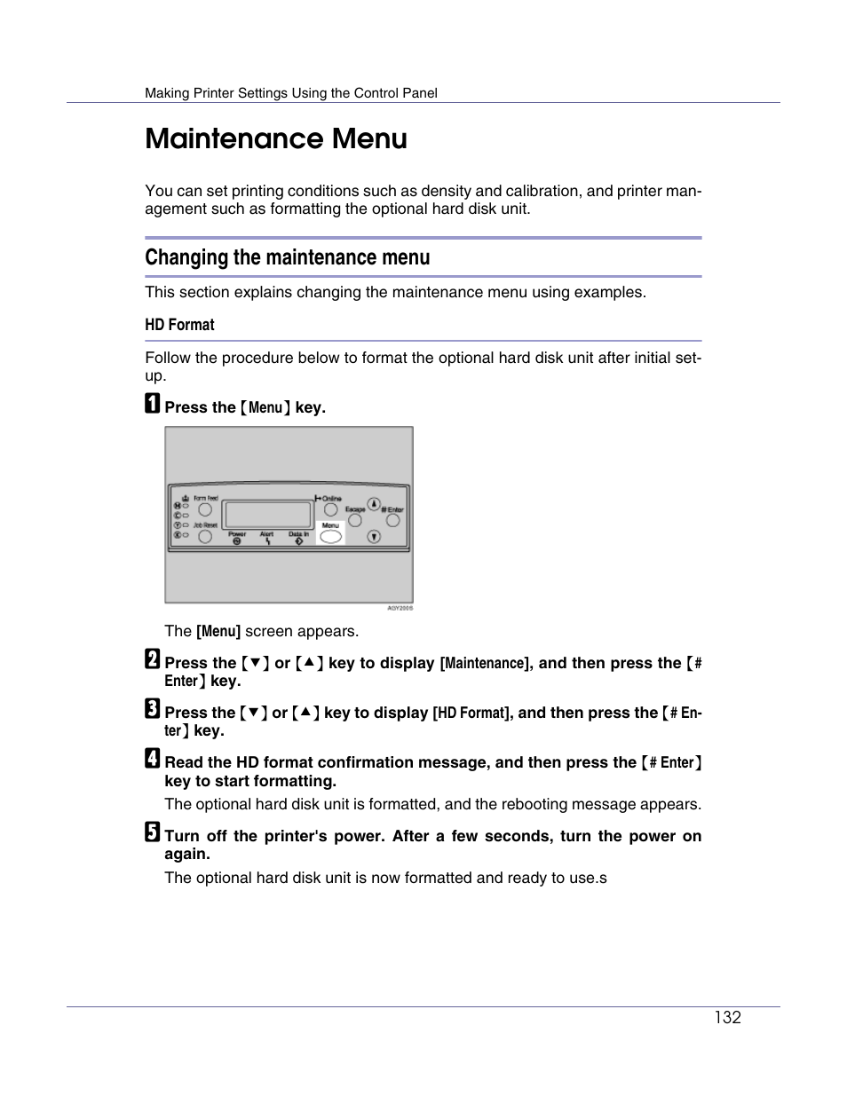 Maintenance menu, Changing the maintenance menu | Lanier LP222cn User Manual | Page 251 / 536