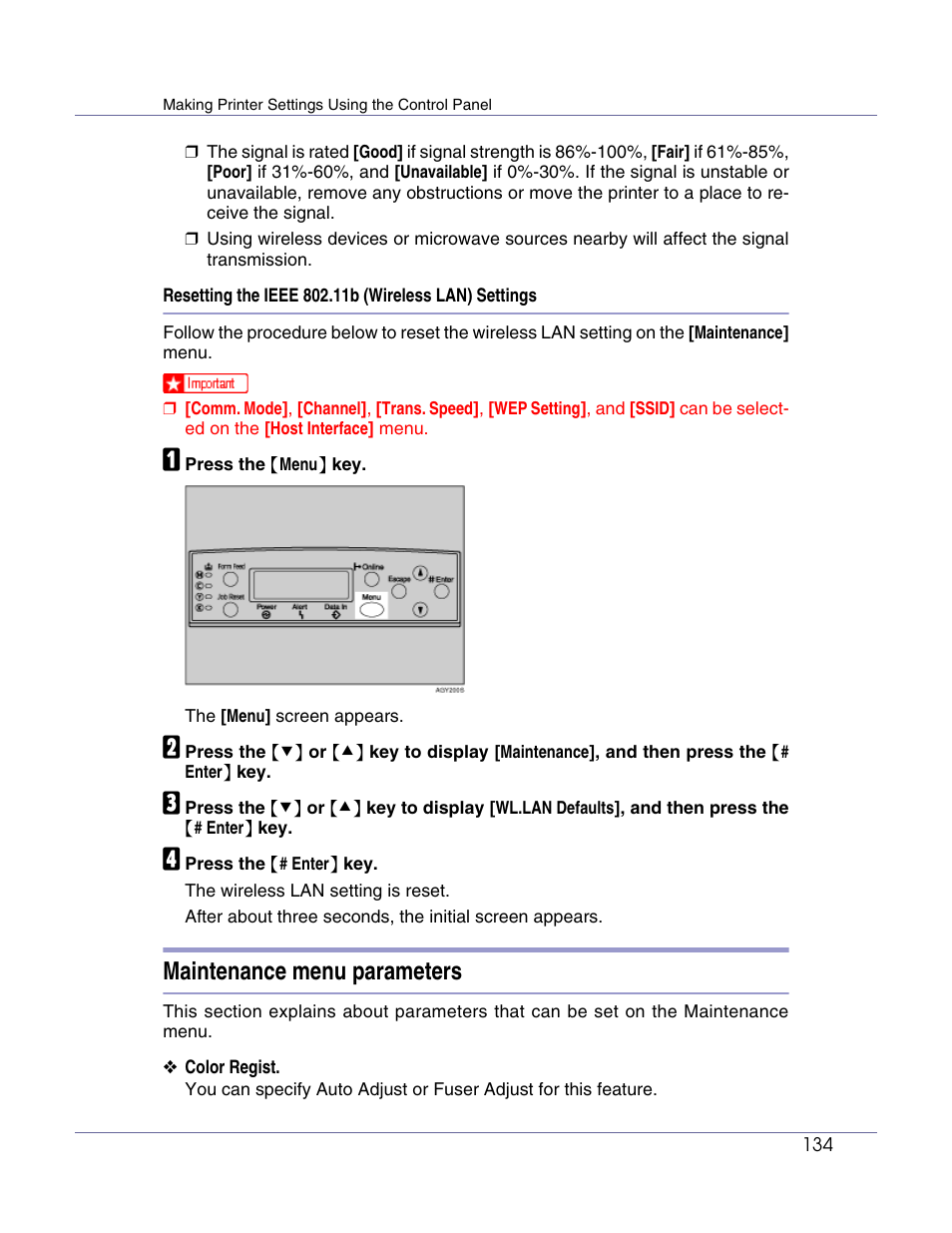 Maintenance menu parameters | Lanier LP222cn User Manual | Page 253 / 536