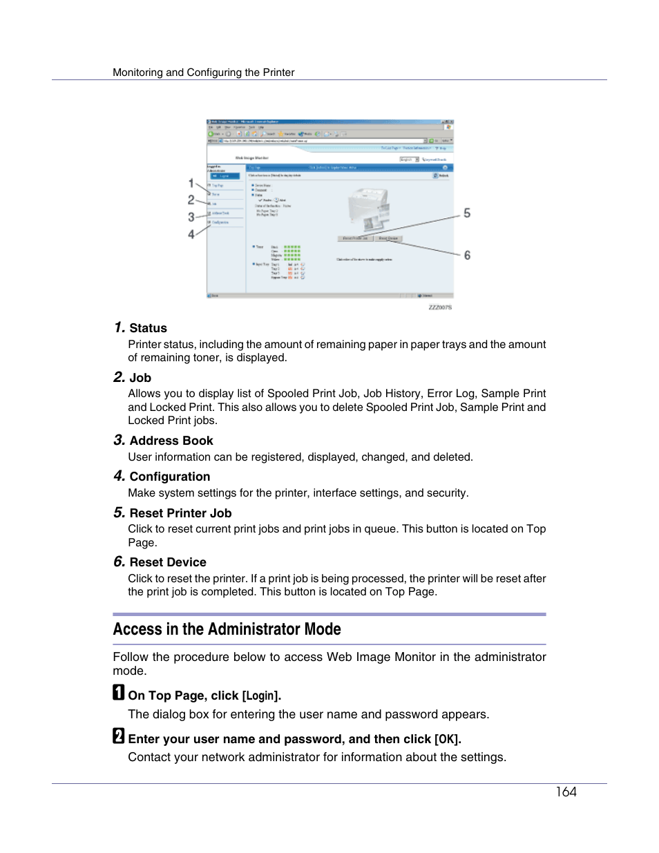 Access in the administrator mode | Lanier LP222cn User Manual | Page 283 / 536