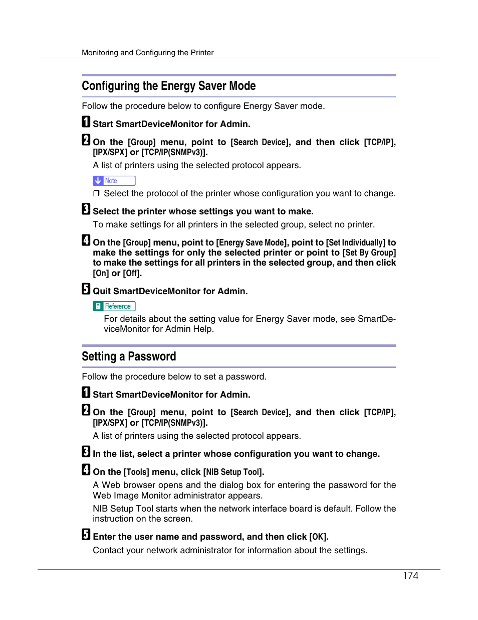 Configuring the energy saver mode, Setting a password | Lanier LP222cn User Manual | Page 293 / 536