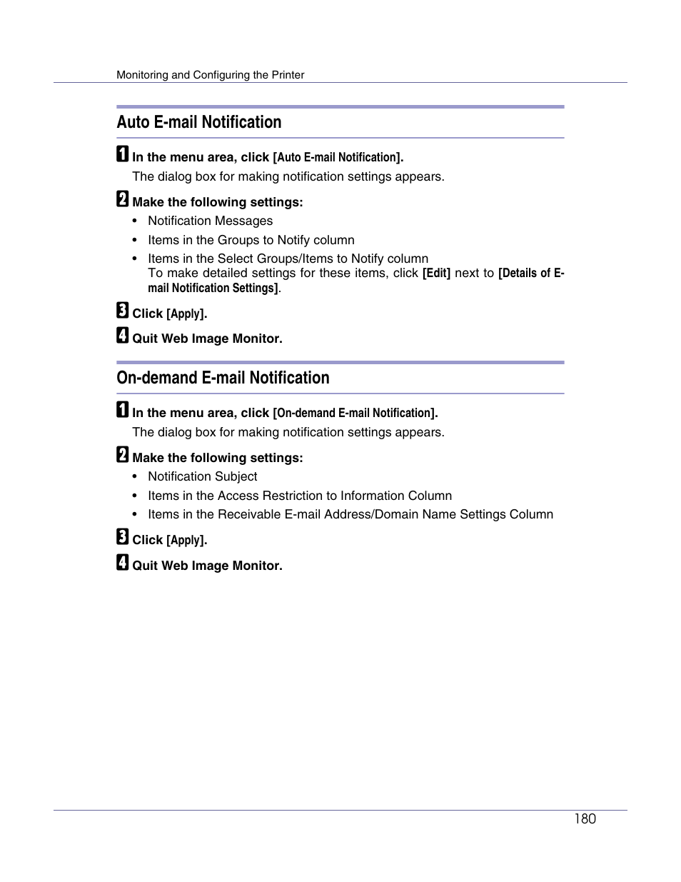 Auto e-mail notification, On-demand e-mail notification | Lanier LP222cn User Manual | Page 299 / 536