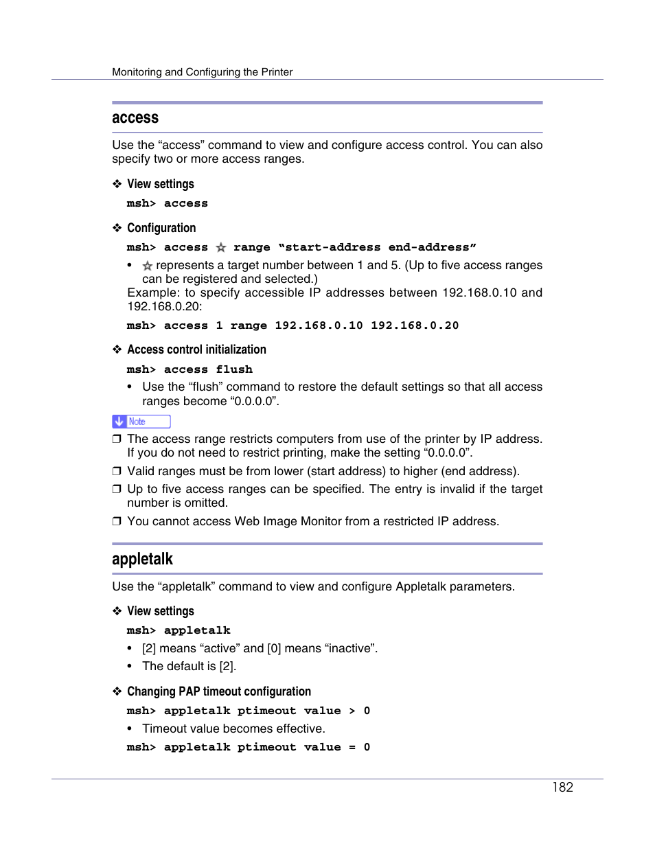 Access, Appletalk | Lanier LP222cn User Manual | Page 301 / 536