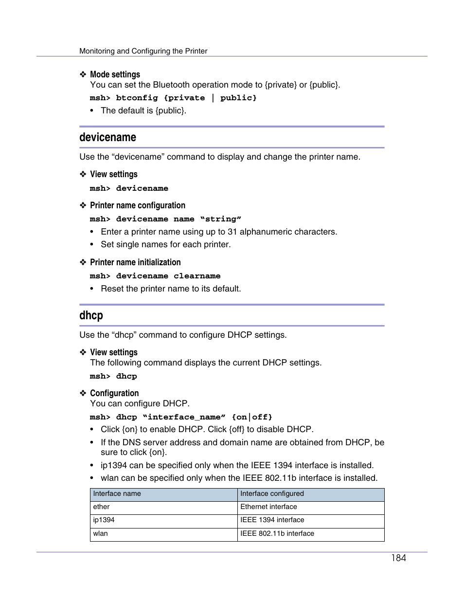 Devicename, Dhcp | Lanier LP222cn User Manual | Page 303 / 536