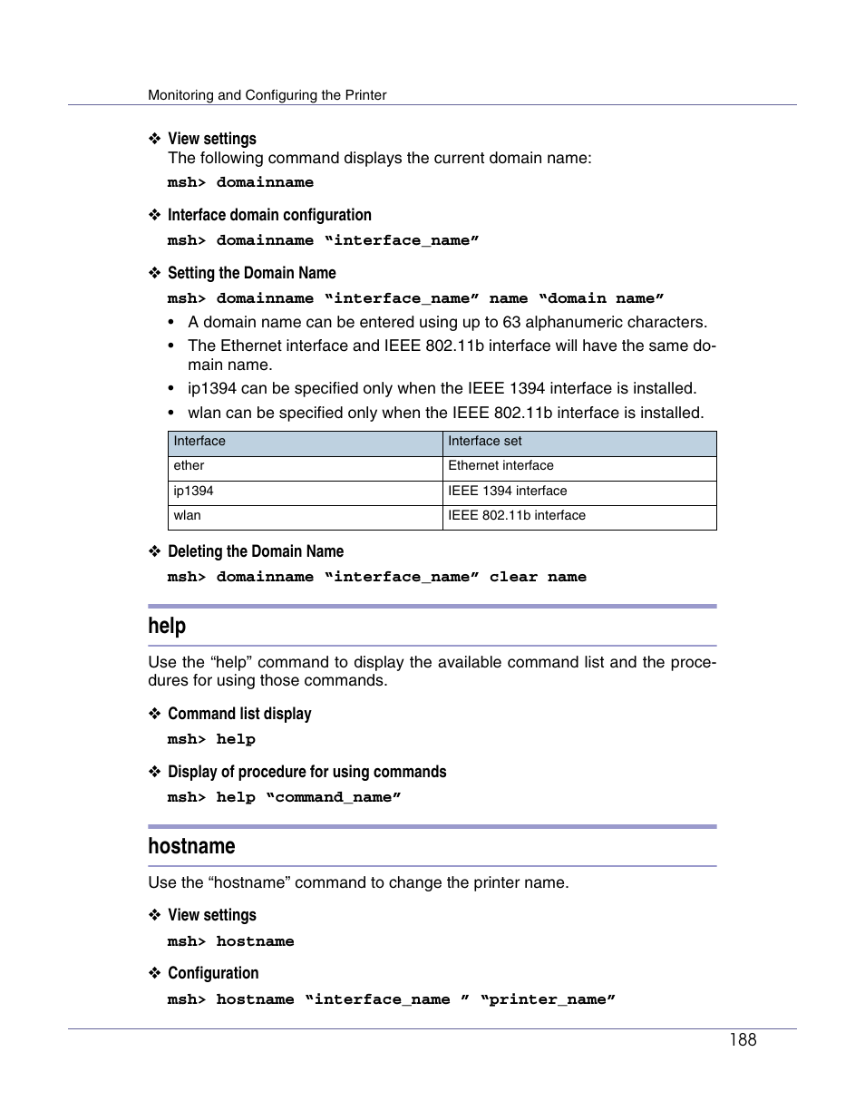 Help, Hostname | Lanier LP222cn User Manual | Page 307 / 536