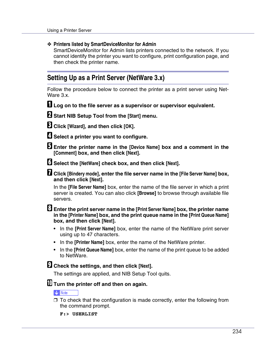 Setting up as a print server (netware 3.x) | Lanier LP222cn User Manual | Page 353 / 536