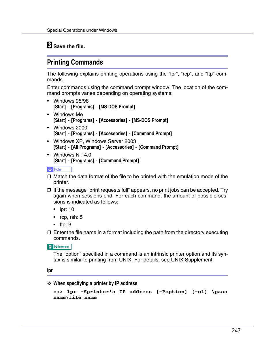 Printing commands | Lanier LP222cn User Manual | Page 366 / 536