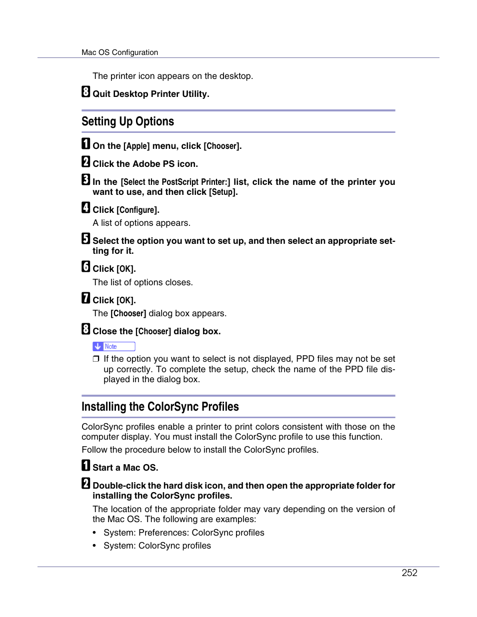 Setting up options, Installing the colorsync profiles | Lanier LP222cn User Manual | Page 371 / 536