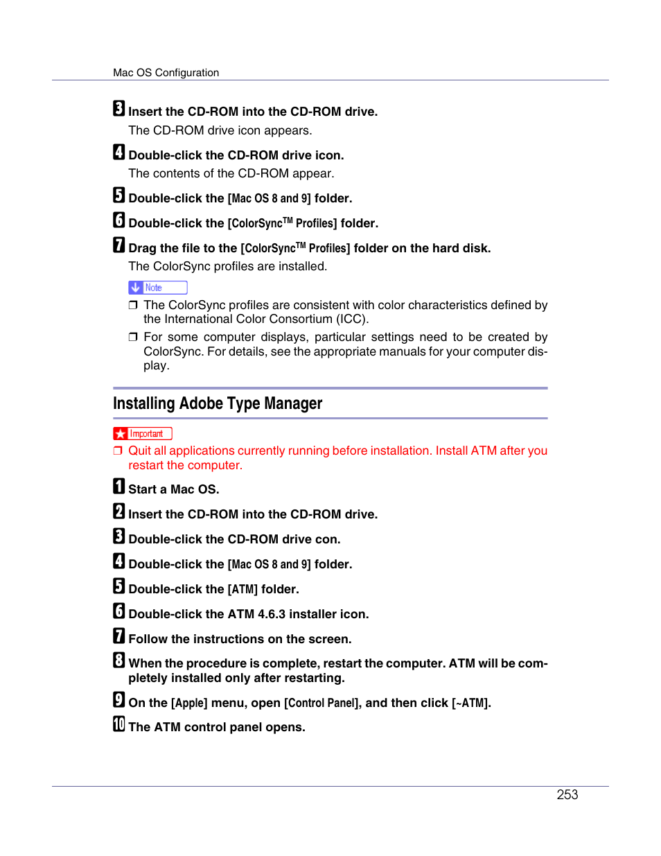 Installing adobe type manager | Lanier LP222cn User Manual | Page 372 / 536