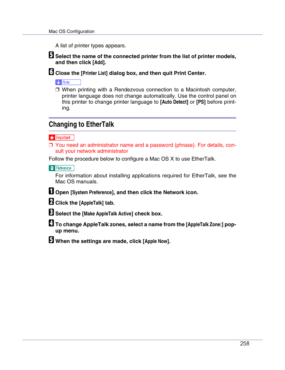 Changing to ethertalk | Lanier LP222cn User Manual | Page 377 / 536