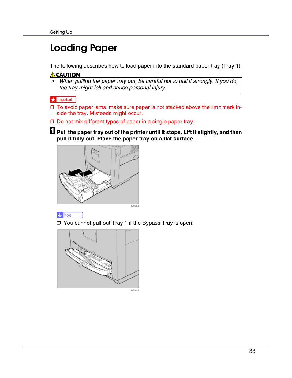 Loading paper | Lanier LP222cn User Manual | Page 45 / 536