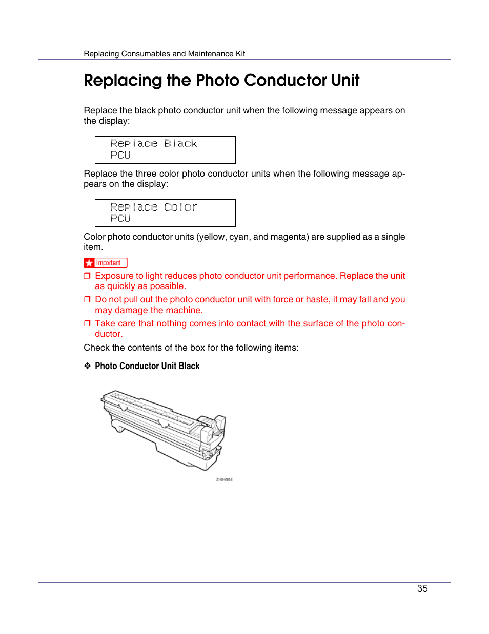 Replacing the photo conductor unit | Lanier LP222cn User Manual | Page 455 / 536