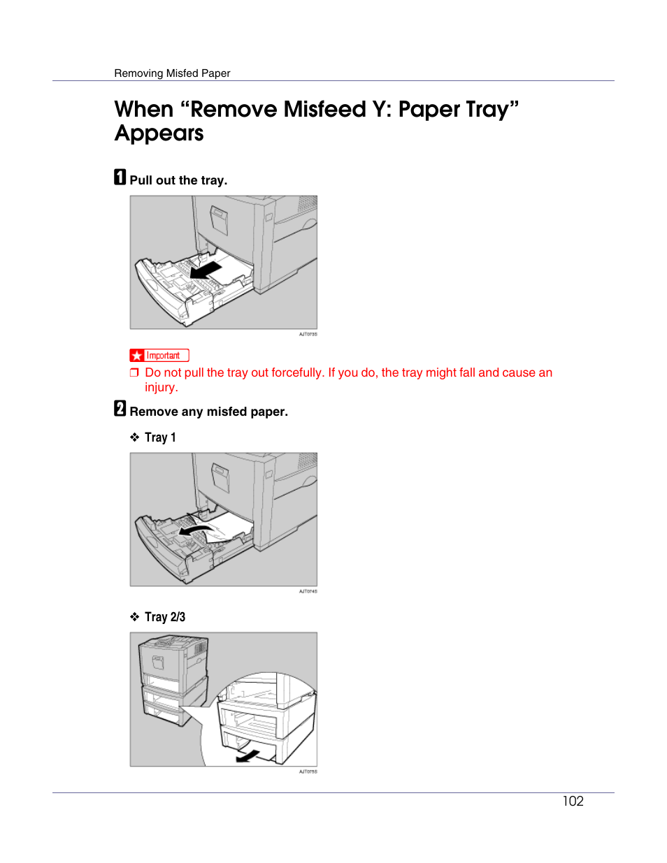 When “remove misfeed y: paper tray” appears | Lanier LP222cn User Manual | Page 522 / 536